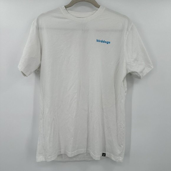 Birddogs White Short Sleeve Bird Design Stretch T-Shirt Size Large - Picture 1 of 8